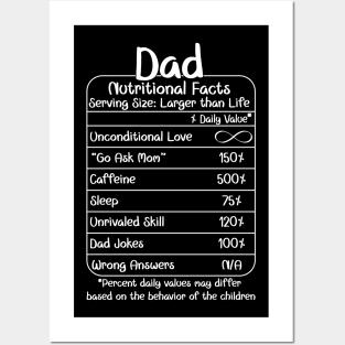 Dad Nutritional Facts (for Dark Shirts) Posters and Art